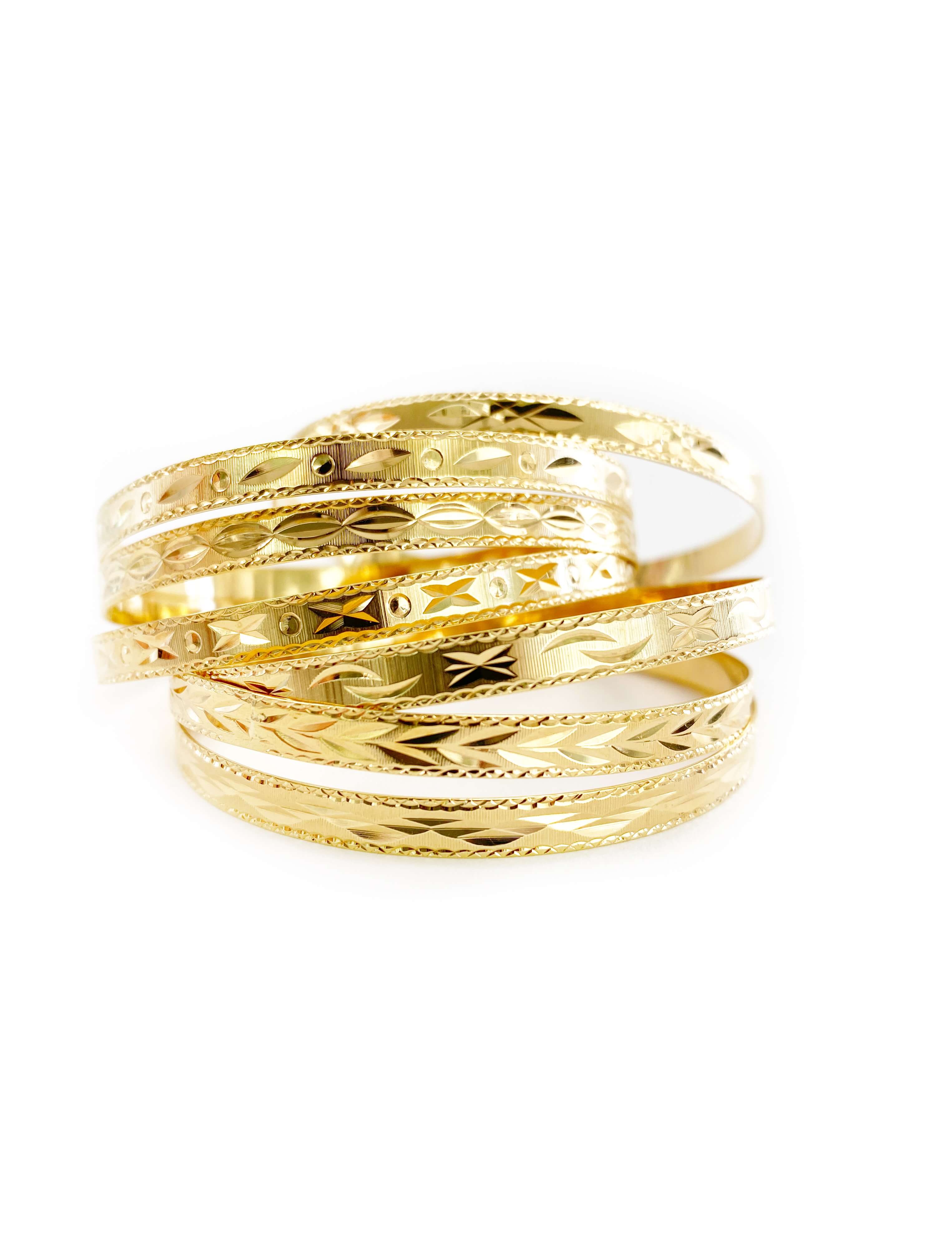 Mexican 7-Pack Semanarios Bangles - 14Kt Gold Plated 4MM