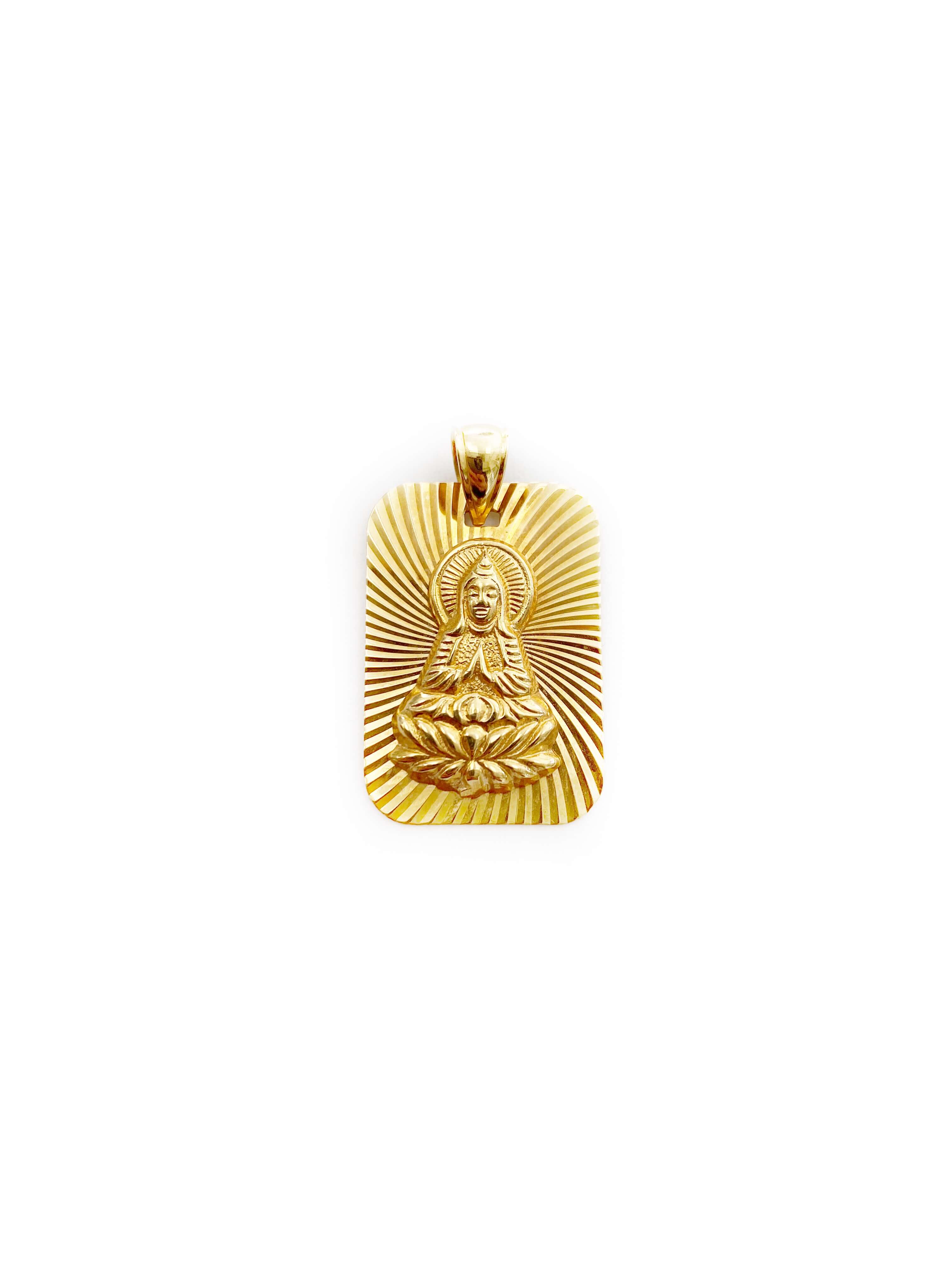 Rectangular Lady Buddha Pendant (18K)