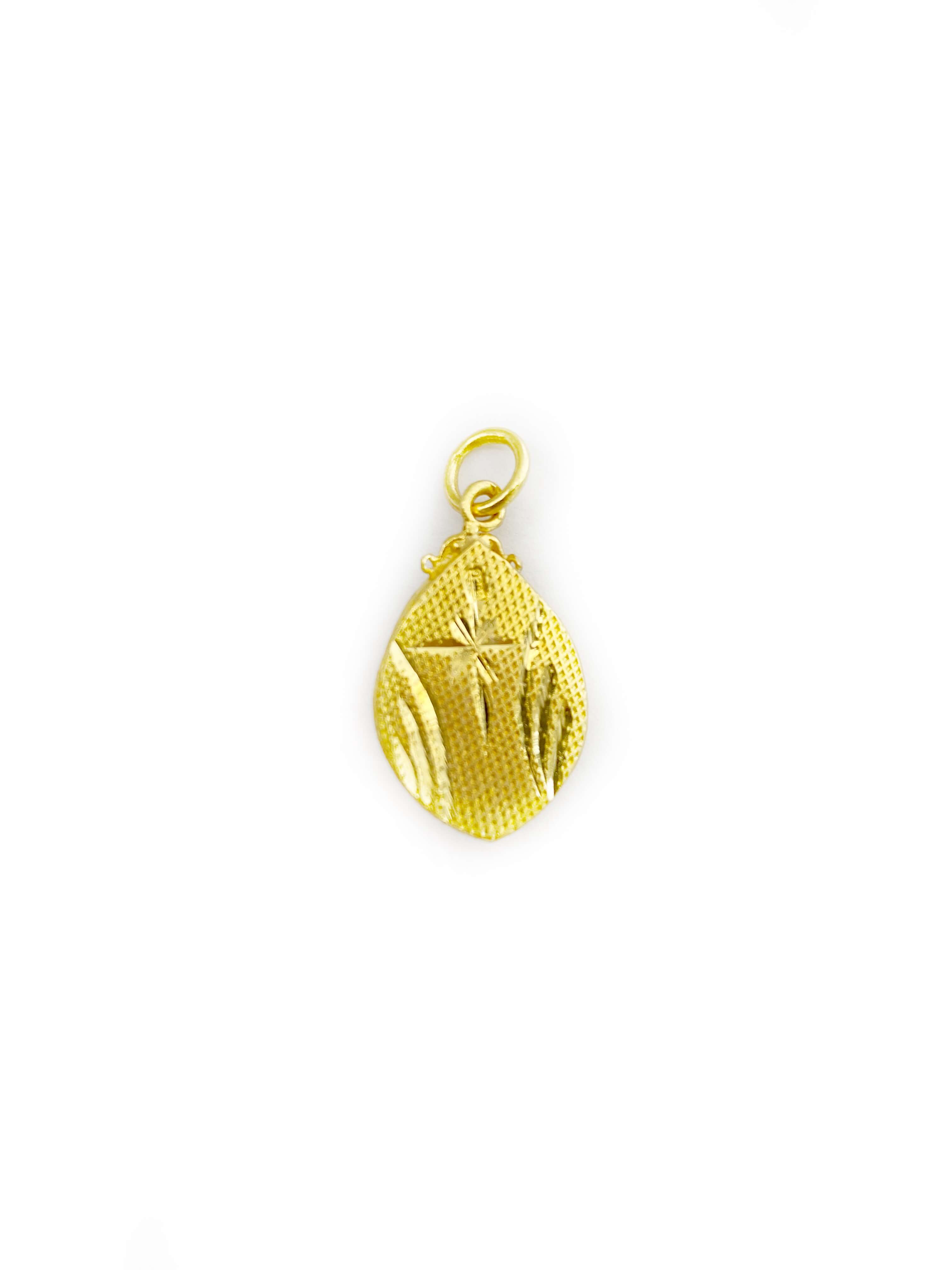 Flower Teardrop Frame Pendant (24K)