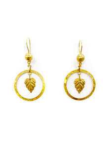 Round Leaf Dangle Earrings (18K)