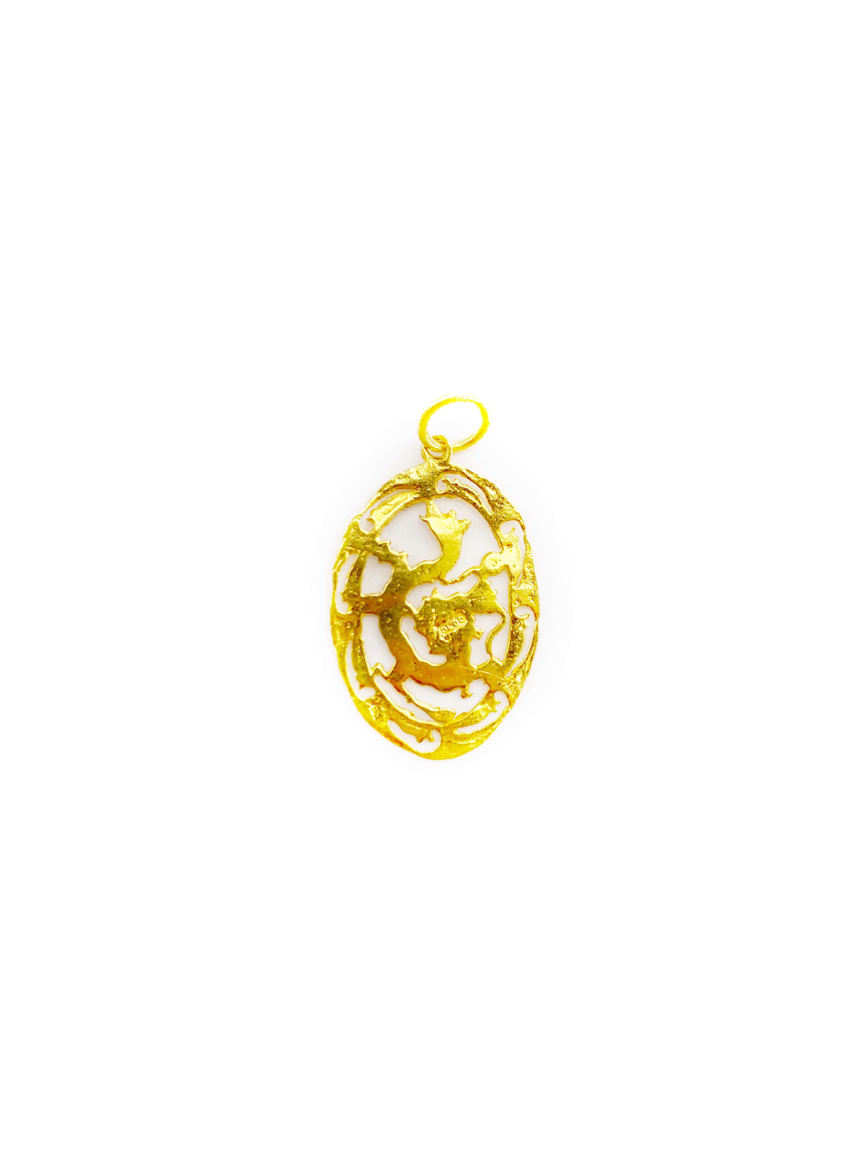 Oval Dragon Pendant (24K)