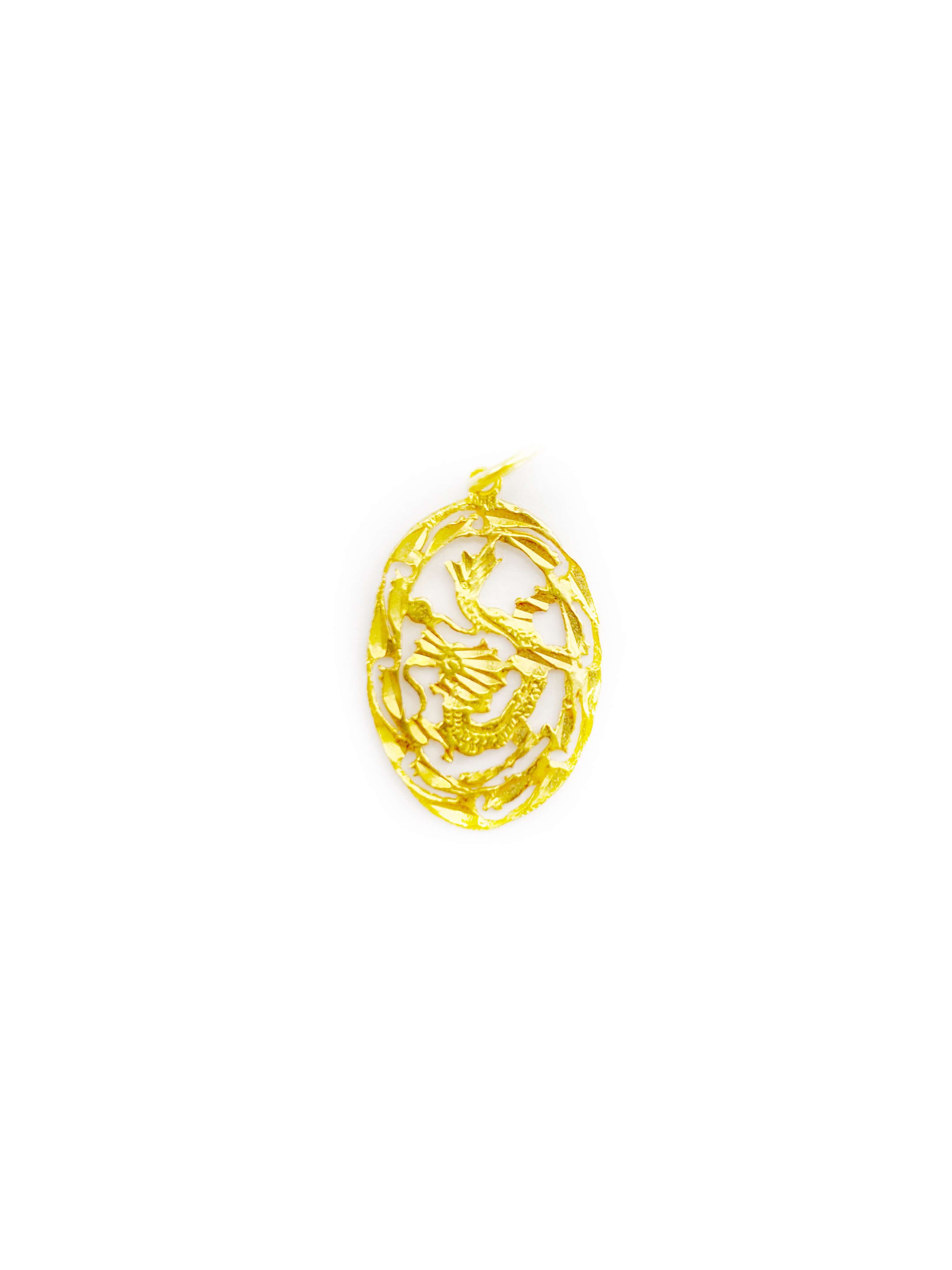 Oval Dragon Pendant (24K)